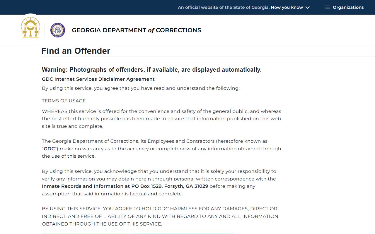 Georgia DOC offender query for Lincoln County inmate records