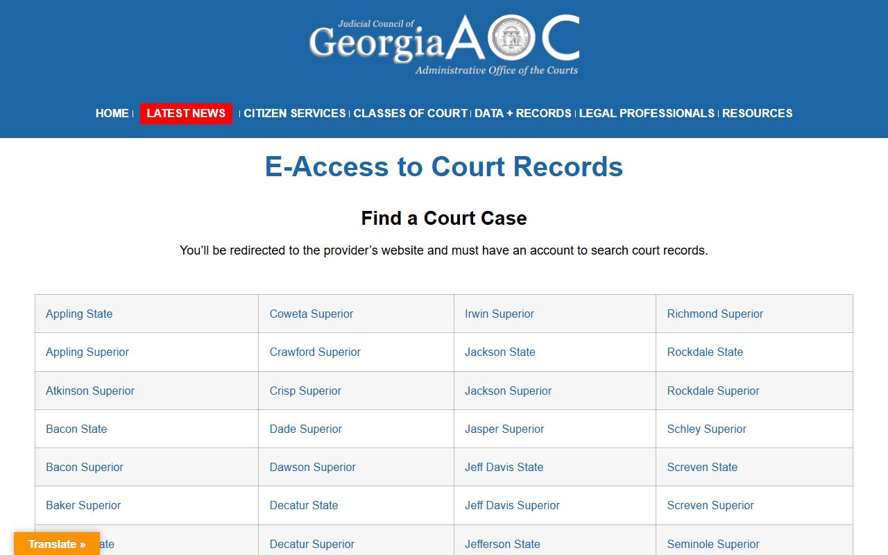 Lincoln County court records after arrest through Georgia Courts E-Access